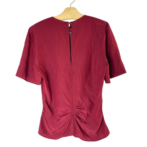 RAG & BONE Maris Deep Berry Silk Ruched Short Sleeve Top Size 2 - Picture 5 of 9